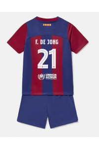 Barcelona Frenkie de Jong #21 Babyklær Hjemme Fotballdrakt til barn 2023-24 Korte ermer (+ Korte bukser)